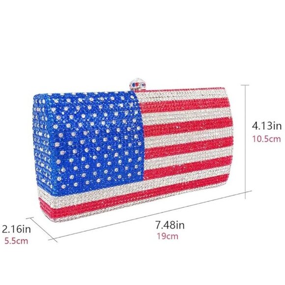 NWT Beautiful Sparkling Bling Swarovski Crystal American Flag Clutch Pur… - Picture 10 of 10